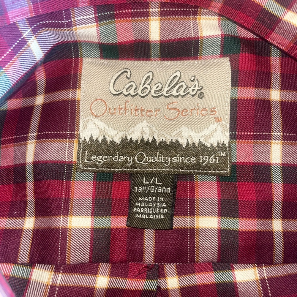 Cabela’s Outfitters Series Shirt L Tall Plaid Outdoor Flannel Hunting Fishing - Picture 3 of 7